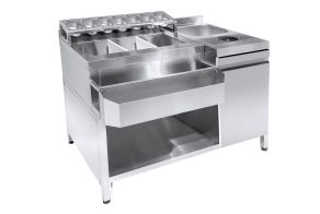 COCKTAIL BAR STATION   INCL. SINK, GLASS RINSER, GN CONTAINERS AND SPEEDRAIL FOR BOTTLES  