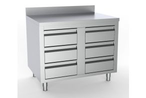 700 WORKTABLE WITH 6 DRAWERS WITH UPSTAND 1000