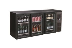BACKBAR COOLER BLACK 3 GLASS DOORS