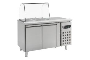 REFRIGERATED COUNTER WITH GLASS COVER 2 DOORS