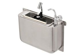 SINK FOR ICE CREAM SCOOP WITH WATER TAP AND SCOOP SHOWER 410X120X270  WITH WATER DRAIN HOLE, WATER CONNECTION AND OVERFLOW PIPE