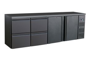BARCOOLER BLACK 2 DOORS AND 2 DRAWERS