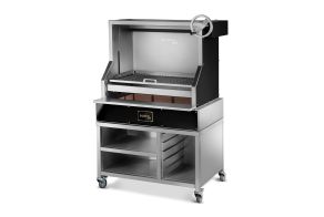 Pujadas Black V-shaped Open Grill with Mobile Cabinet