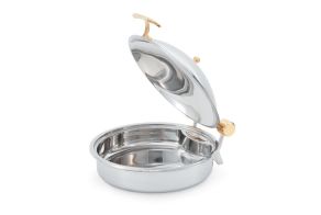 Round Intrigue Chafer w/Brass Trim & St/Steel Food Pan