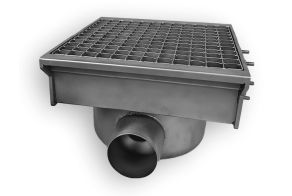 STAINLESS STEEL DRAIN 300X265 WITH 2 EXITS FOR SLOTTED CHANNEL