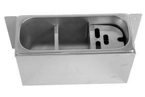 SINK FOR ICE CREAM SCOOP 330X120X150  WITH WATER DRAIN HOLE, WATER CONNECTION AND OVERFLOW PIPE