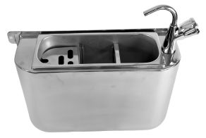 SINK FOR ICE CREAM SCOOP WITH WATER TAP 410X120X270  WITH WATER DRAIN HOLE, WATER CONNECTION AND OVERFLOW PIPE