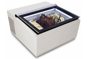 COUNTERTOP MODEL ICE CREAM DISPLAY WHITE  OPENS ON THE CUSTOMER SIDE